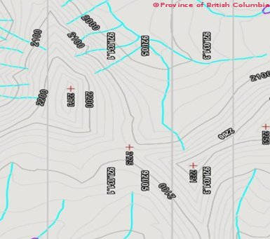 mountain pass col contour lines topographic map