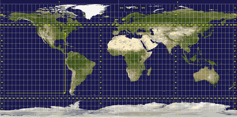 UTM zones world map